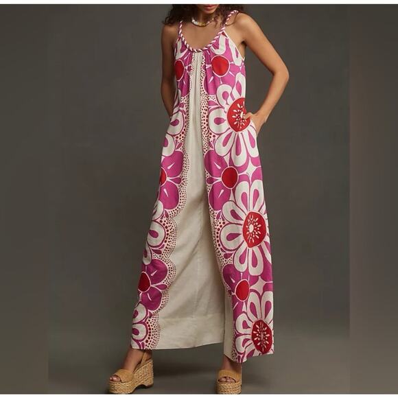 FARM Rio Pants - FARM Rio Maia Printed Linen blend Jumpsuit Size Large